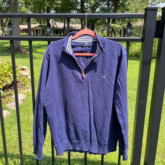 Vineyard Vines Quarter Zip Cotton Sweater - Picture 1 of 10